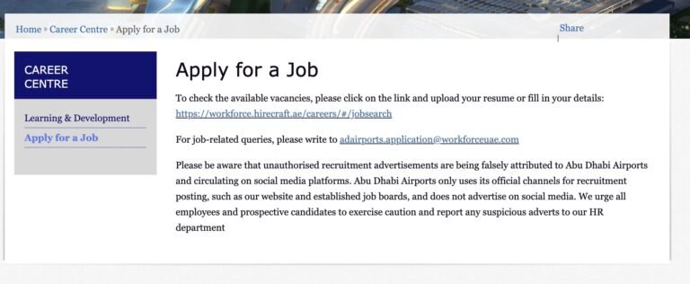 Abu Dhabi Airport Careers | Airport jobs in UAE